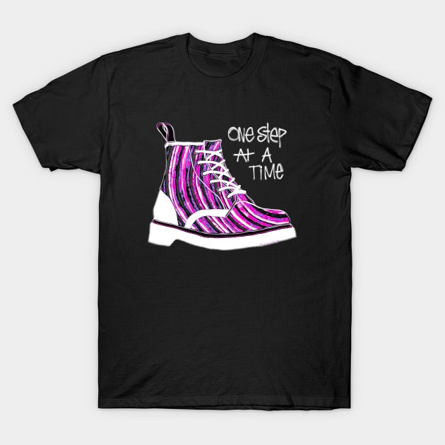 One Step At A Time Pink Boot T-Shirt by ROLLIE MC SCROLLIE